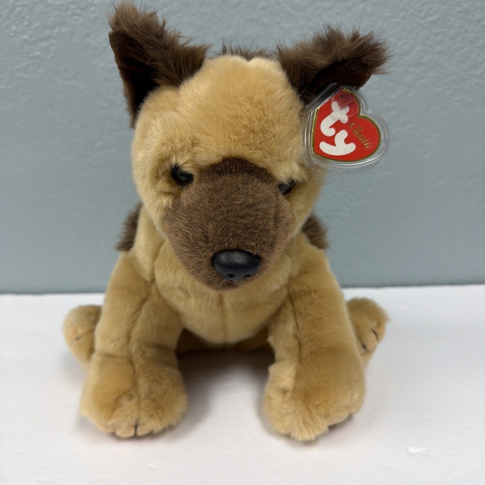 Classic German Shepherd Puppy Dog Ty 2003 Stuffed Animal Schultzie 12" EUC